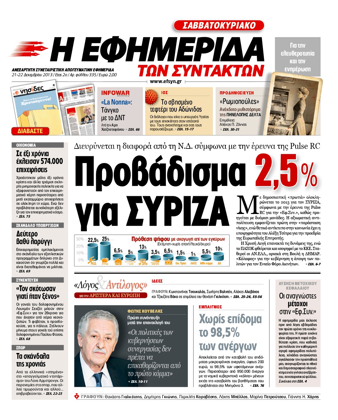 Μια επιστολή και η απάντηση για τον τίτλο της “Εφ.Συν”