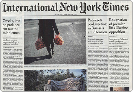 Στην πρώτη σελίδα των New York Times το κίνημα “Χωρίς Μεσάζοντες”