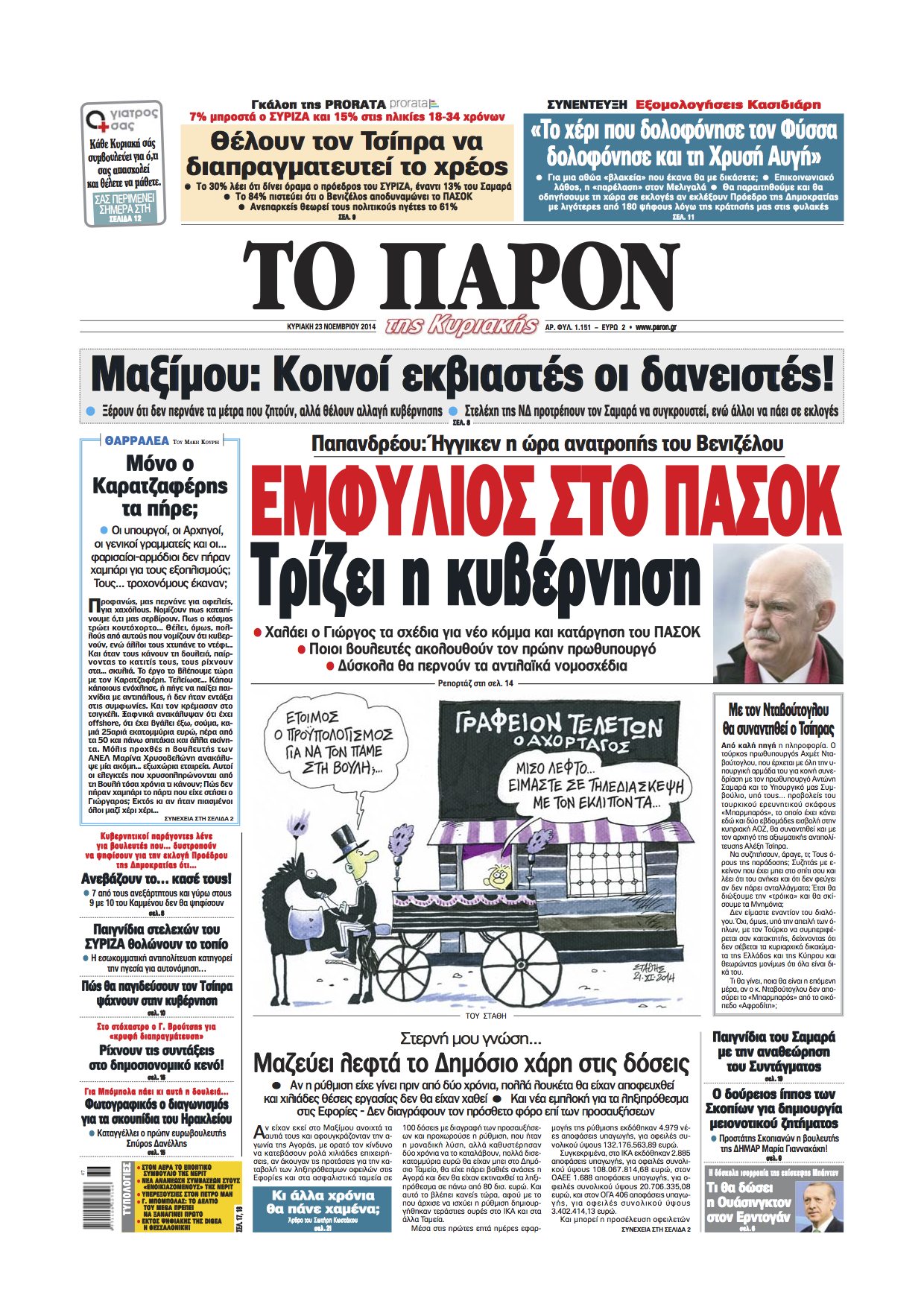 Το πρωτοσέλιδο του “Π” αυτή την Κυριακή