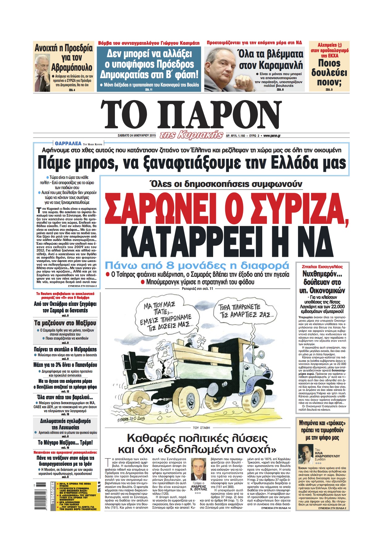 “Το Παρόν”: “Σαρώνει ο ΣΥΡΙΖΑ, καταρρέει η ΝΔ”