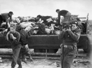 Allied Forces Photography Unit Camerman Sgt Mike Lewis filming at Belsen 18-20 April 1945, IWM Film 1232