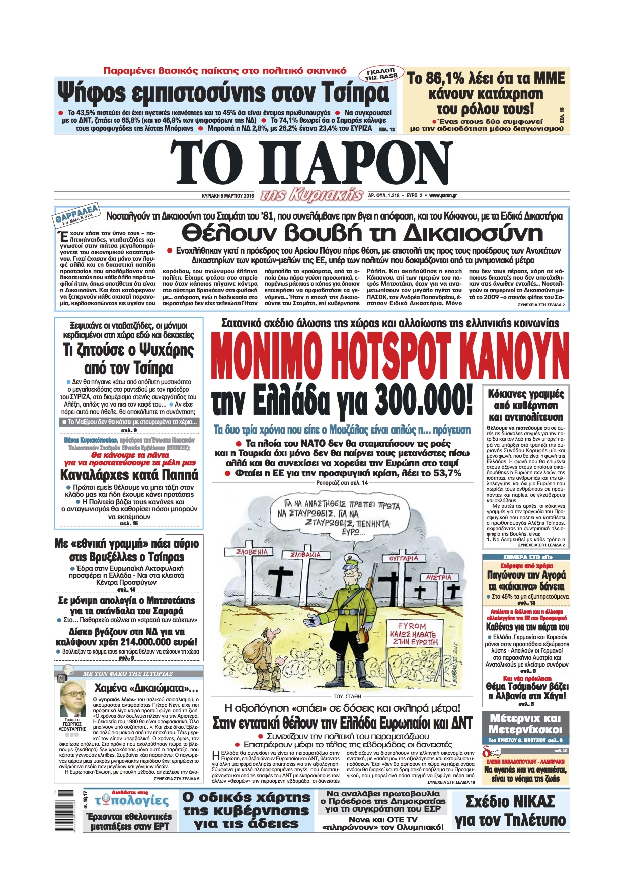 "Το Παρόν": "Μόνιμο hotspot για 300.000 πρόσφυγες θέλουν να κάνουν την Ελλάδα"