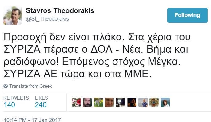 Ο Στ. Θεοδωράκης έβλεπε “μακριά” για το ΔΟΛ