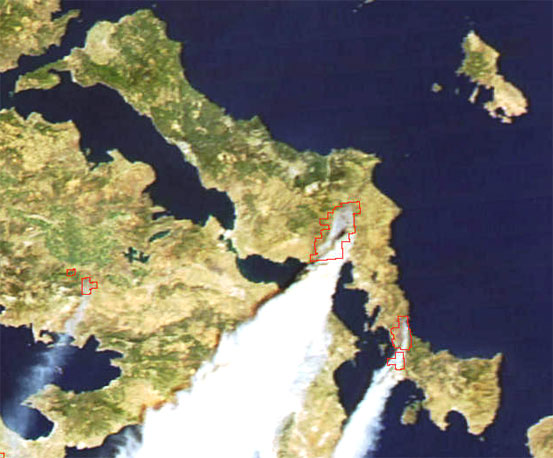 24/07/2007 – Χιλιάδες τα στρέμματα που έκαψε η πυρκαγιά στα Στύρα της Εύβοιας