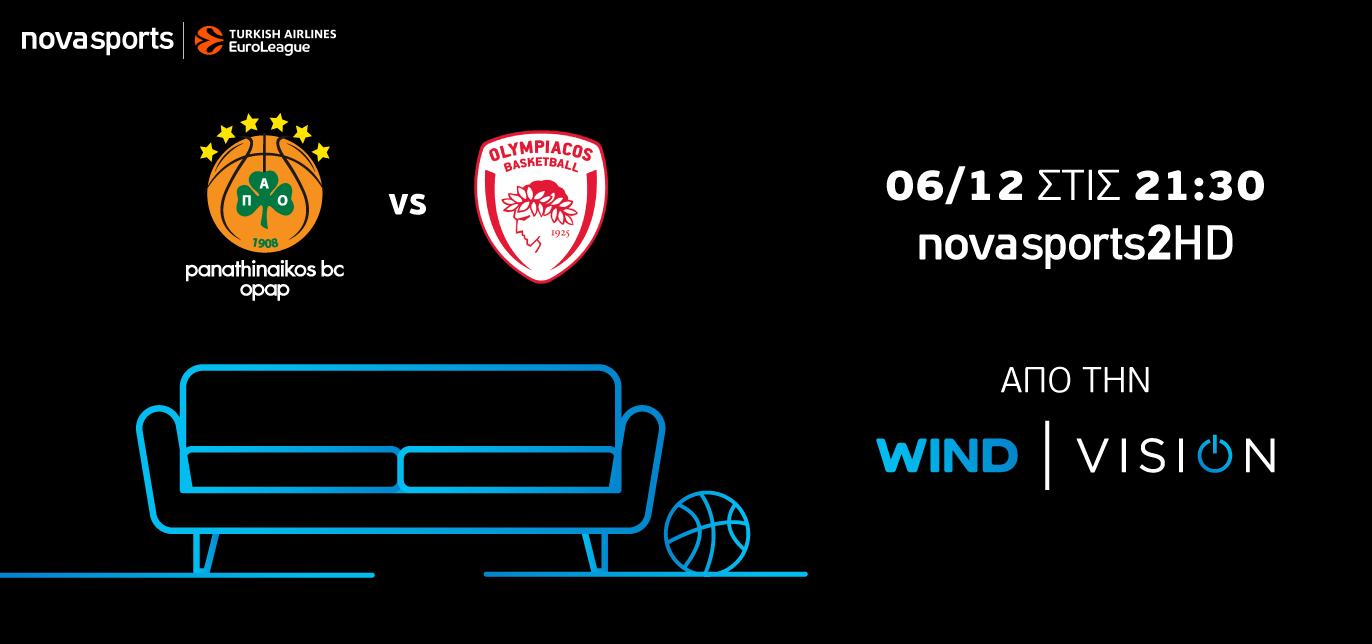H μεγάλη μάχη έρχεται στα Novasports από τη WIND VISION: ΠΑΟ- Ολυμπιακός στη Euroleague