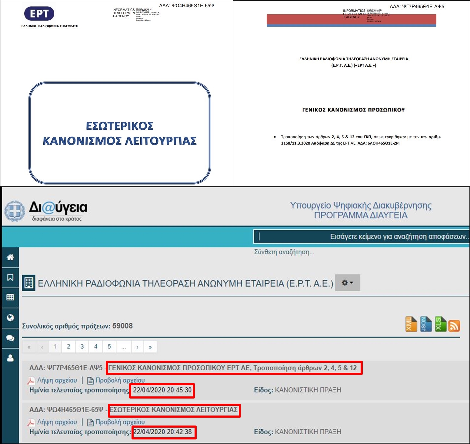 Στη Διαύγεια το οργανόγραμμα και ο κανονισμός προσωπικού ΕΡΤ