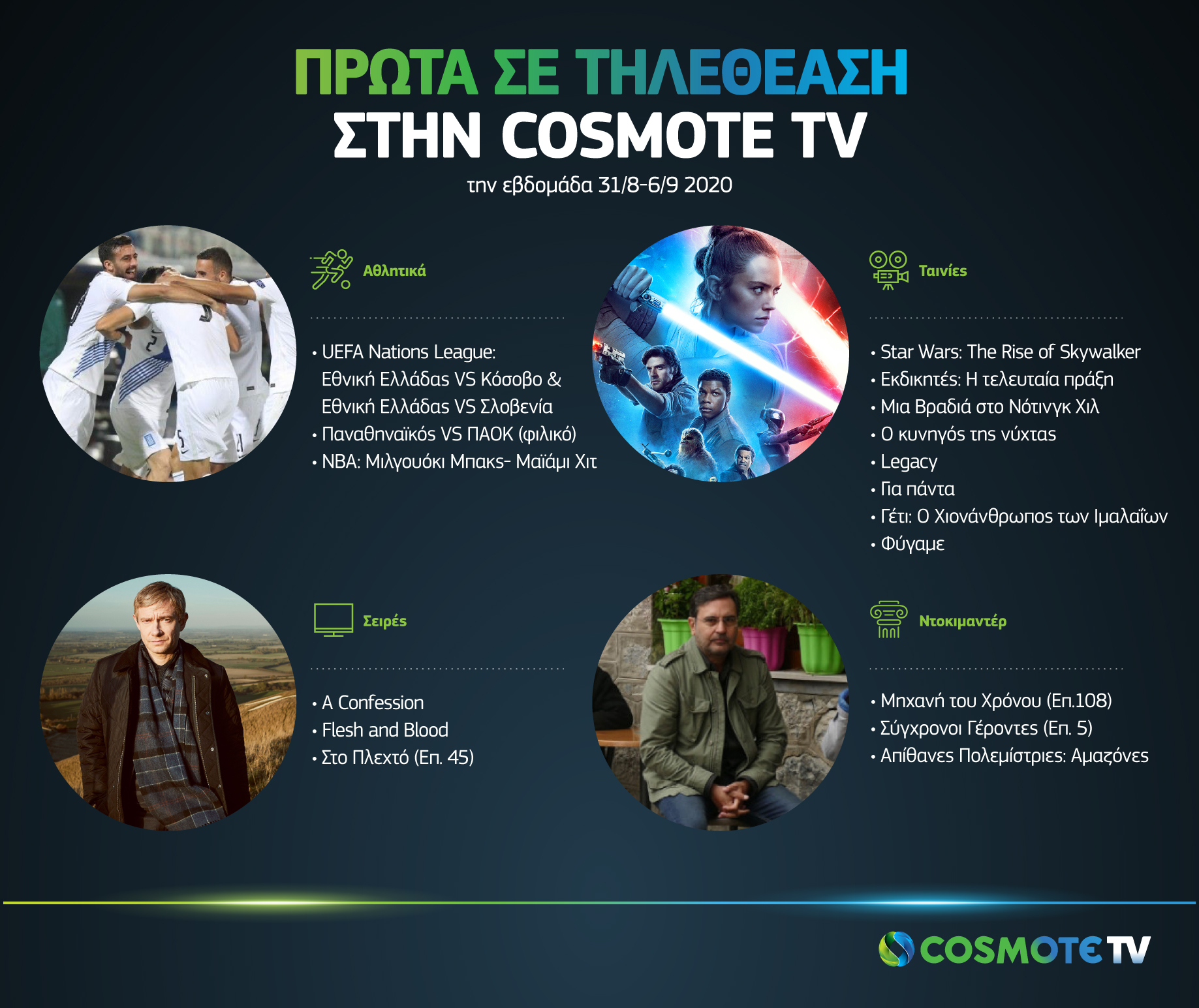Οι επιλογές των συνδρομητών της Cosmote TV τη βδομάδα 31/8-6/9