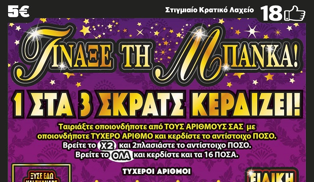 «Τίναξε την Μπάνκα» τυχερός του ΣΚΡΑΤΣ στην Αθήνα – Κέρδισε 100.000 ευρώ στο νέο παιχνίδι