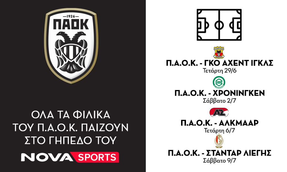 Τα φιλικά ΠΑΟΚ και  Άρη στα Novasports
