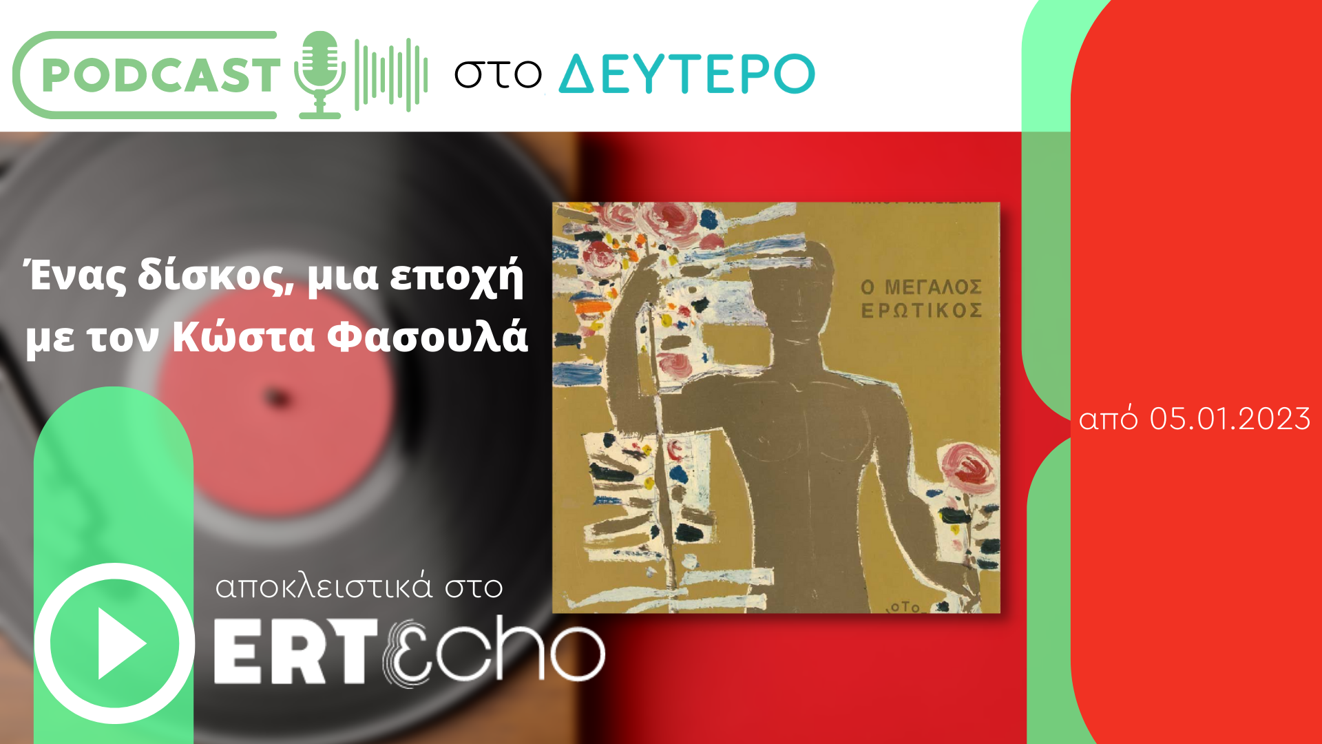 «Ένας δίσκος, μία εποχή» με τον Κώστα Φασουλά αποκλειστικά στο ERTecho