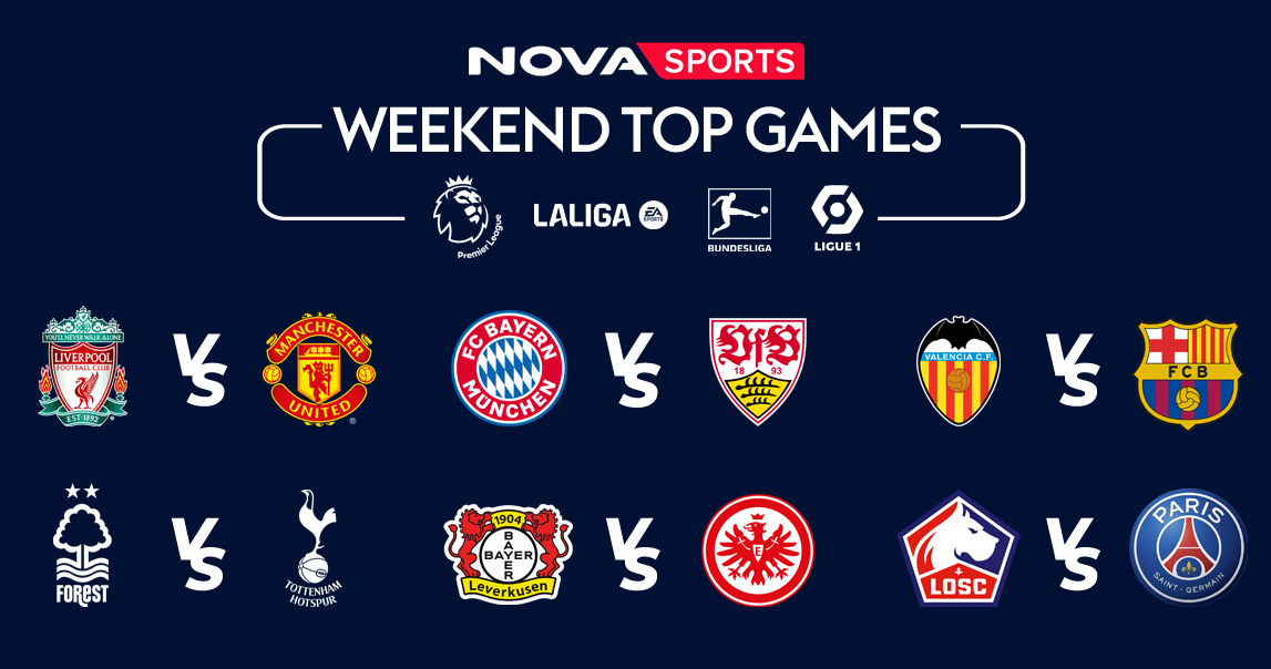 Novasports: Συναρπαστικό θέαμα με Ατρόμητος – Παναθηναϊκός, Πανσερραϊκός – Ολυμπιακός, Αστέρας Τρίπολης – ΠΑΟΚ, Άρης – ΟΦΗ, Λίβερπουλ – Μάντσεστερ Γιουνάιτεντ, Ρεάλ Μαδρίτης – Βιγιαρεάλ, Μπάγερν – Στουτγκάρδη!